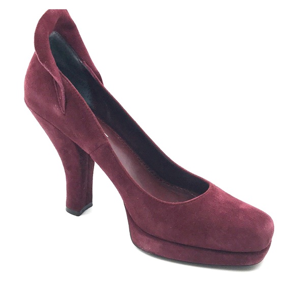Paolo Shoes - PAOLO Corrine Dk Wine Suede Pumps w Heel Cuff SZ 8